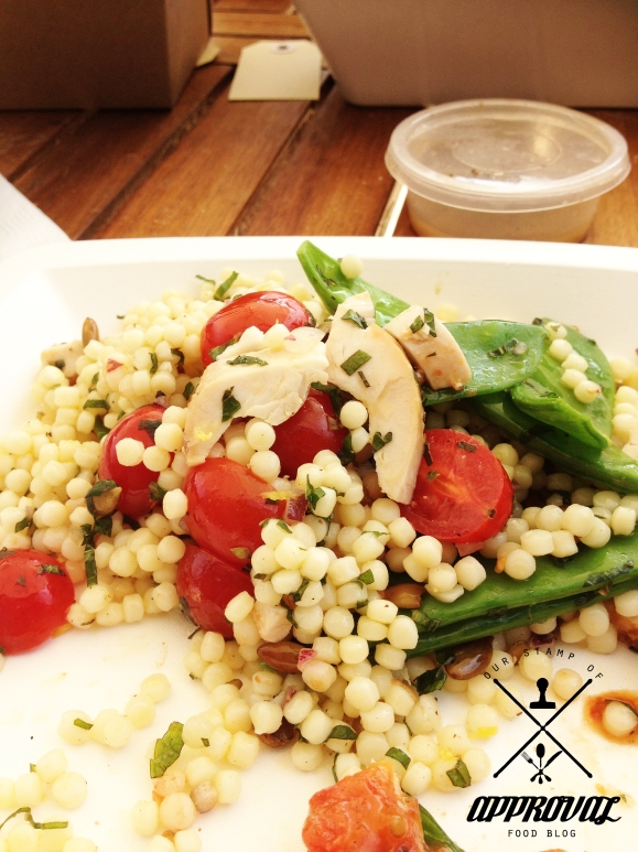 Fregola with Free Range Chicken, Cherry Tomatoes, Green Beans, Preserved Lemon, Mint and Toasted Pepitas